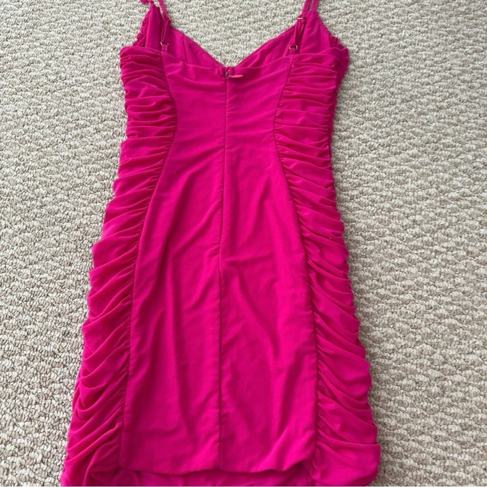 American Threads Hot Pink Ruched Mini Dress - Picture 9 of 10